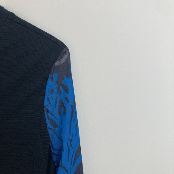 Segments Women’s Merino Wool Blend Shirt Mushroom Sleeves Black Blue Size M - Picture 5 of 6